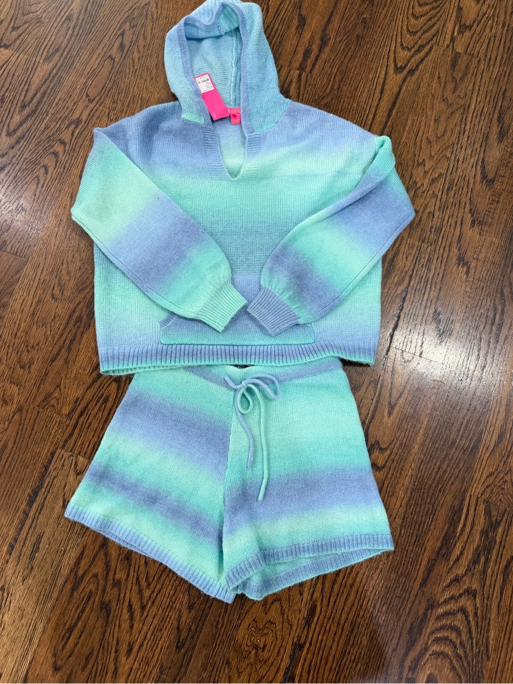 Lilly Pulitzer Gradient Knit Hoodie & Shorts - Aqua Mint Lavender